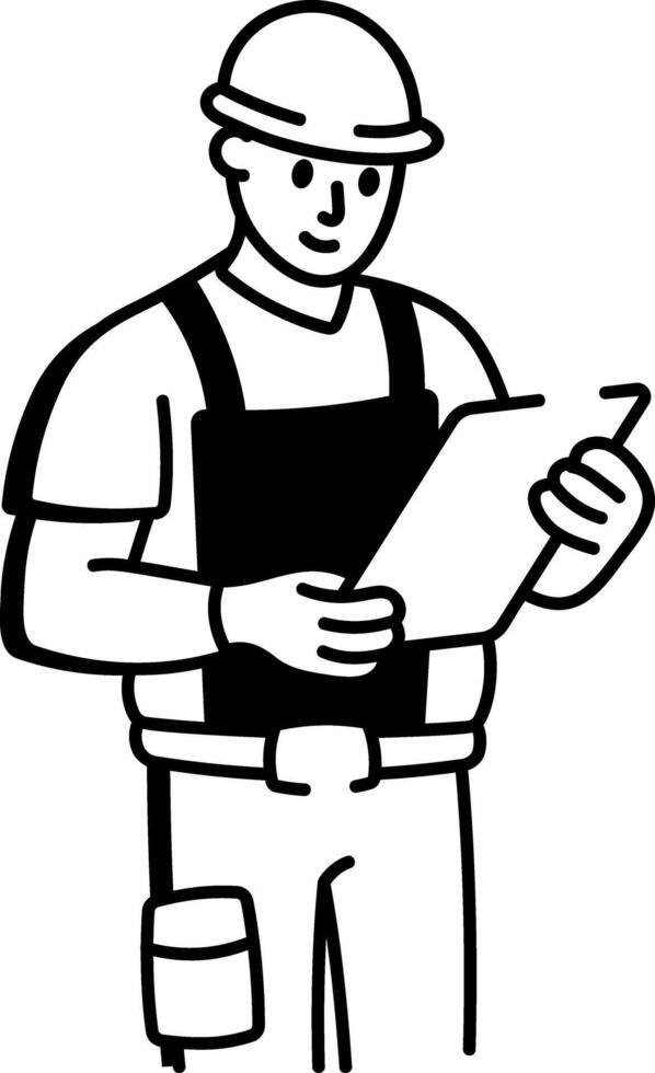 A drawing style icon showing construction engineer vector