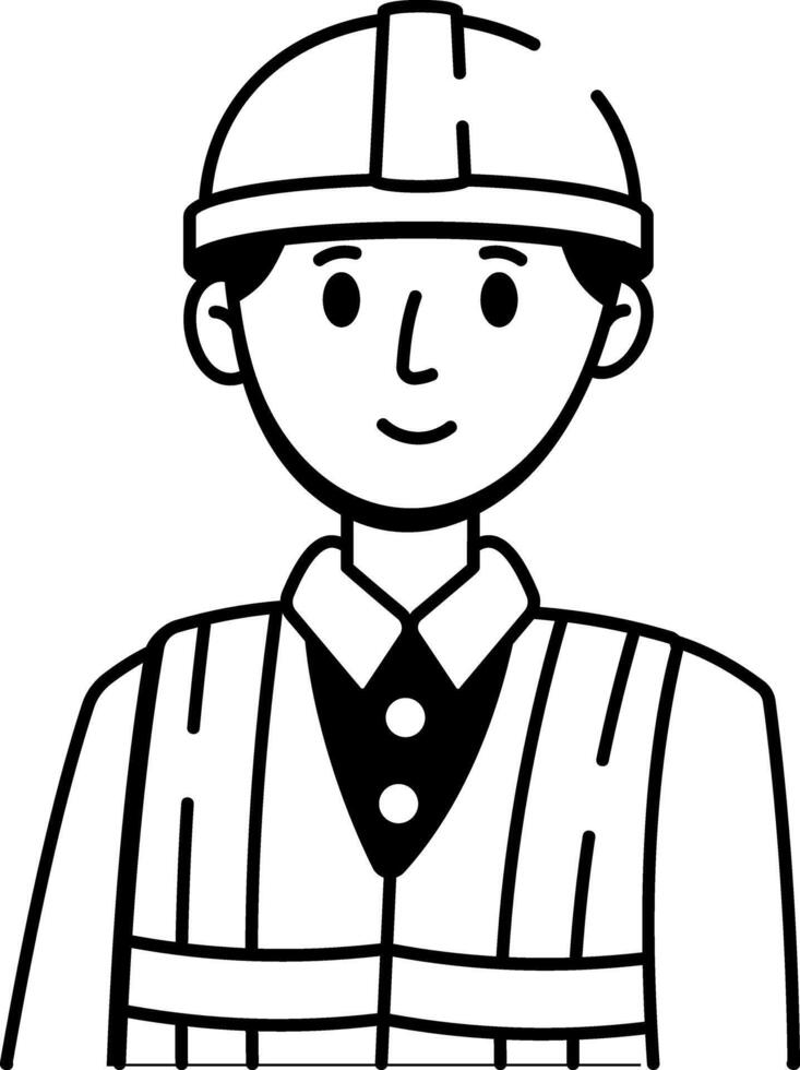 A drawing style icon showing factory worker vector