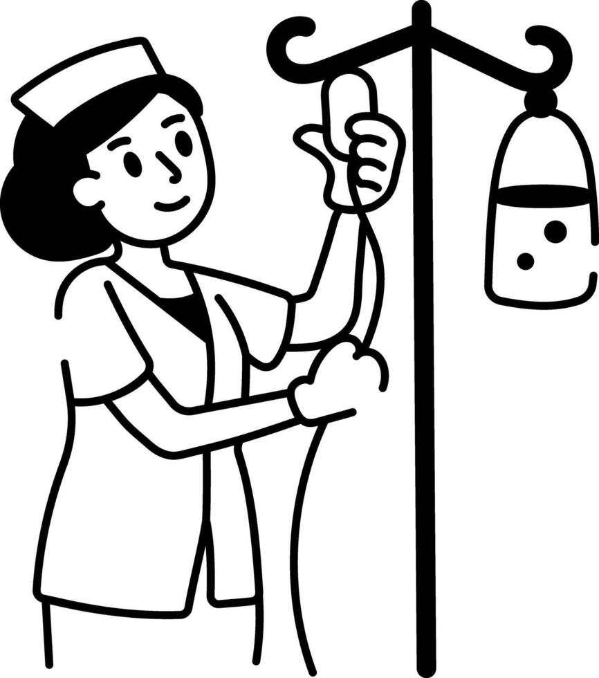 A hand drawn style icon showing iv drip vector