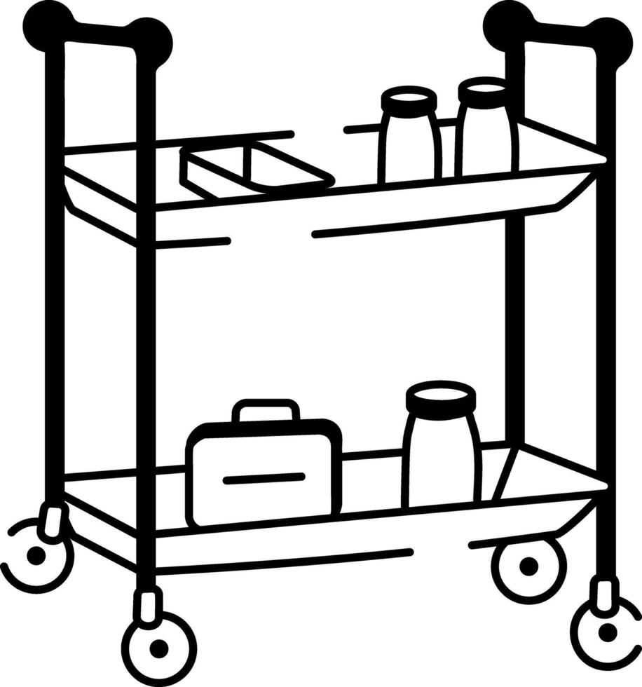 A hand drawn style icon showing hospital trolley vector