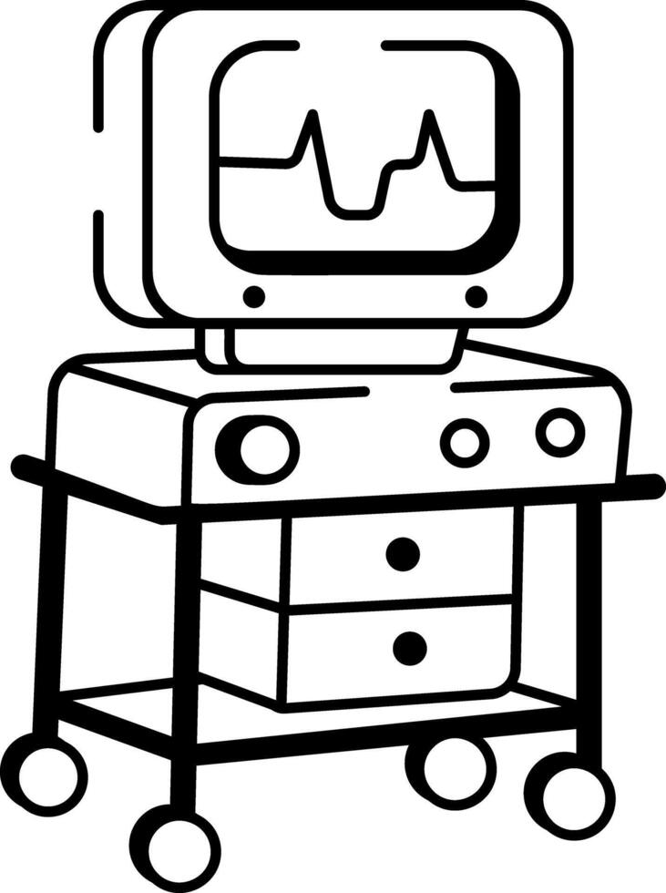A sketchy style icon showing ecg machine vector