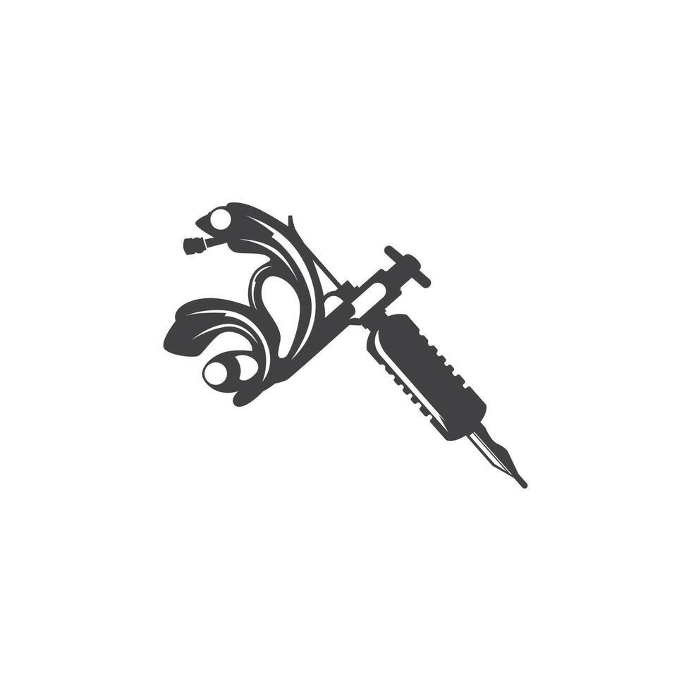 black logo tattoo machine retro minimalist concept template symbol tattoo studio design vector