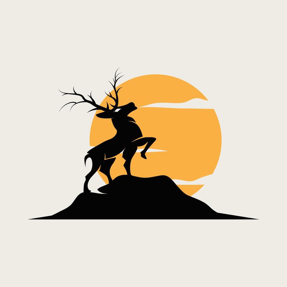 deer logo design deer hunter black simple product brand template vector