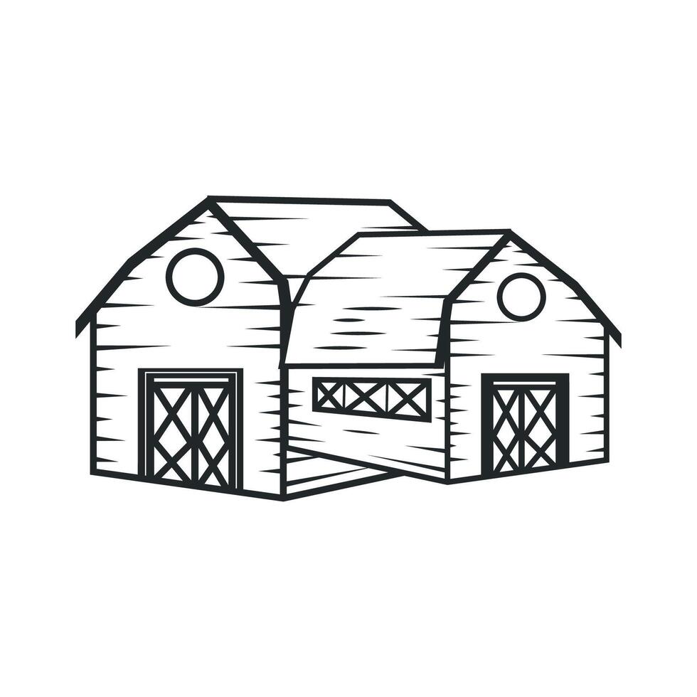 farm house design simple barn livestock logo farm barn with a simple line concept, old vintage, antique, business brand symbol template vector