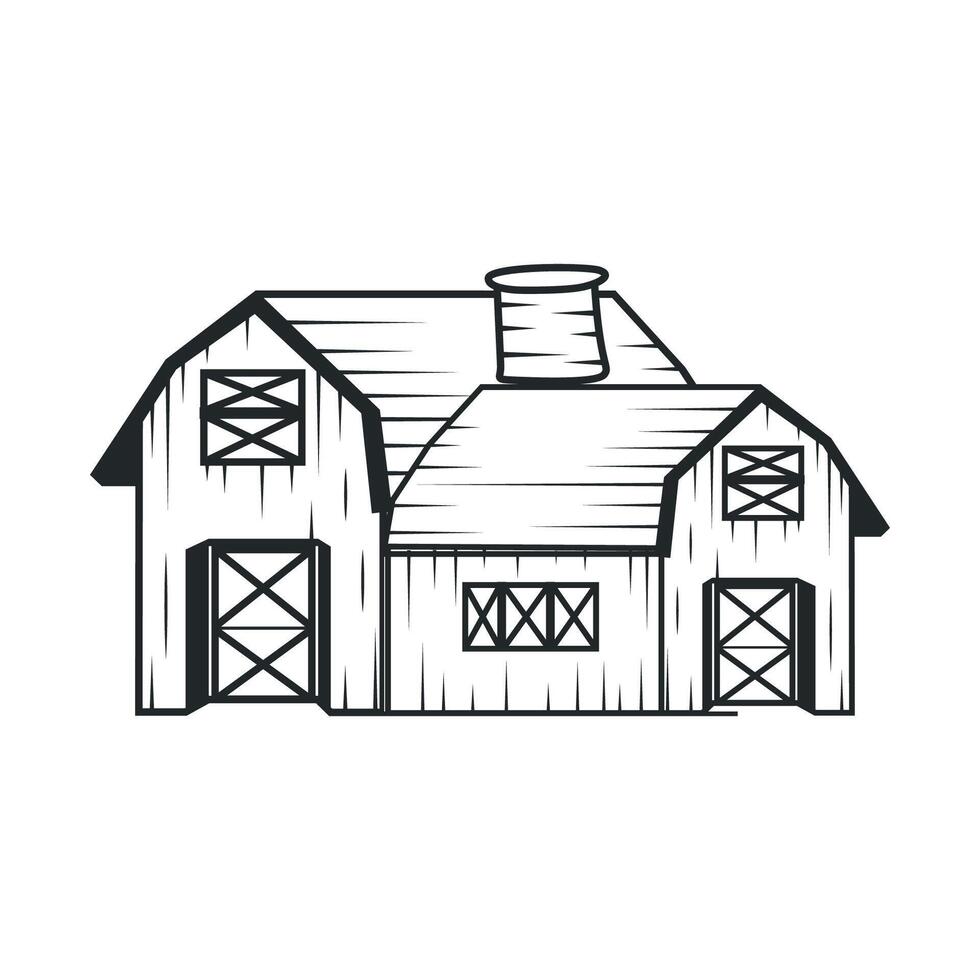 farm house design simple barn livestock logo barn with a simple line concept, old vintage, antique, business brand symbol template vector