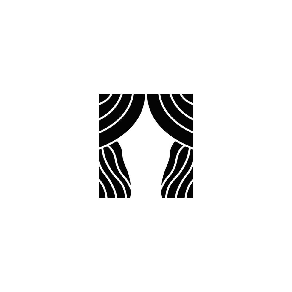 decoration simple minimalist curtain logo concept, window decoration template illustration for business brand vector