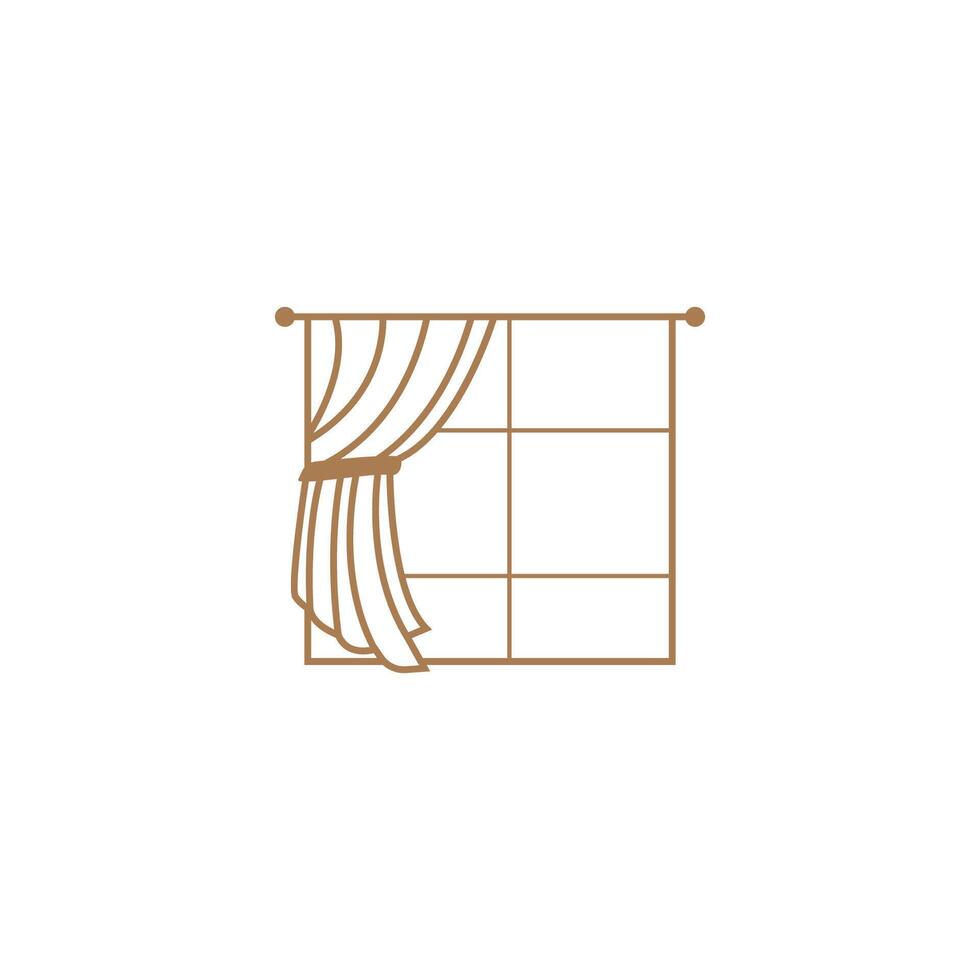 home decoration design with simple curtain logo business brand vector