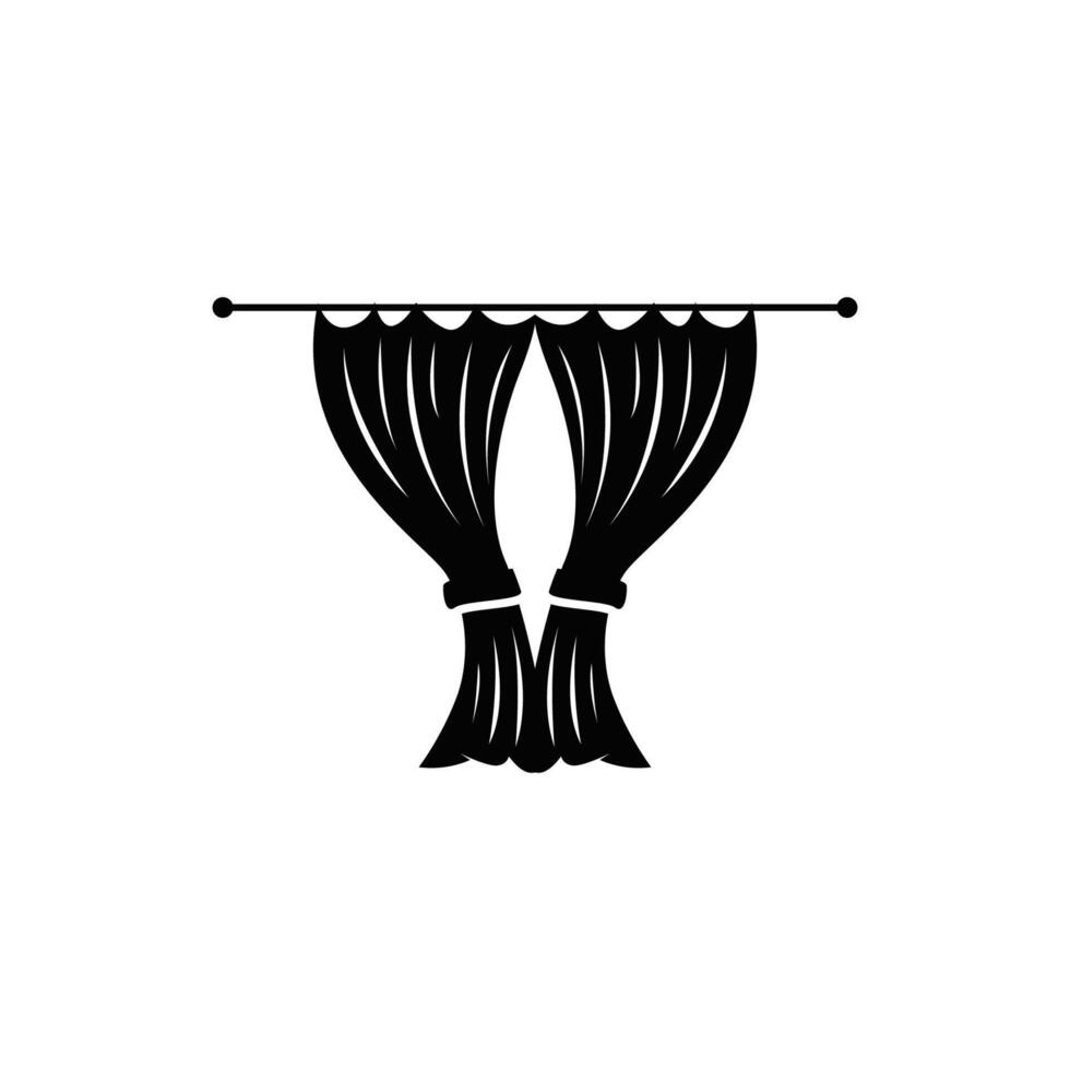 home decoration with curtain logo concept, window template illustration for business brand vector