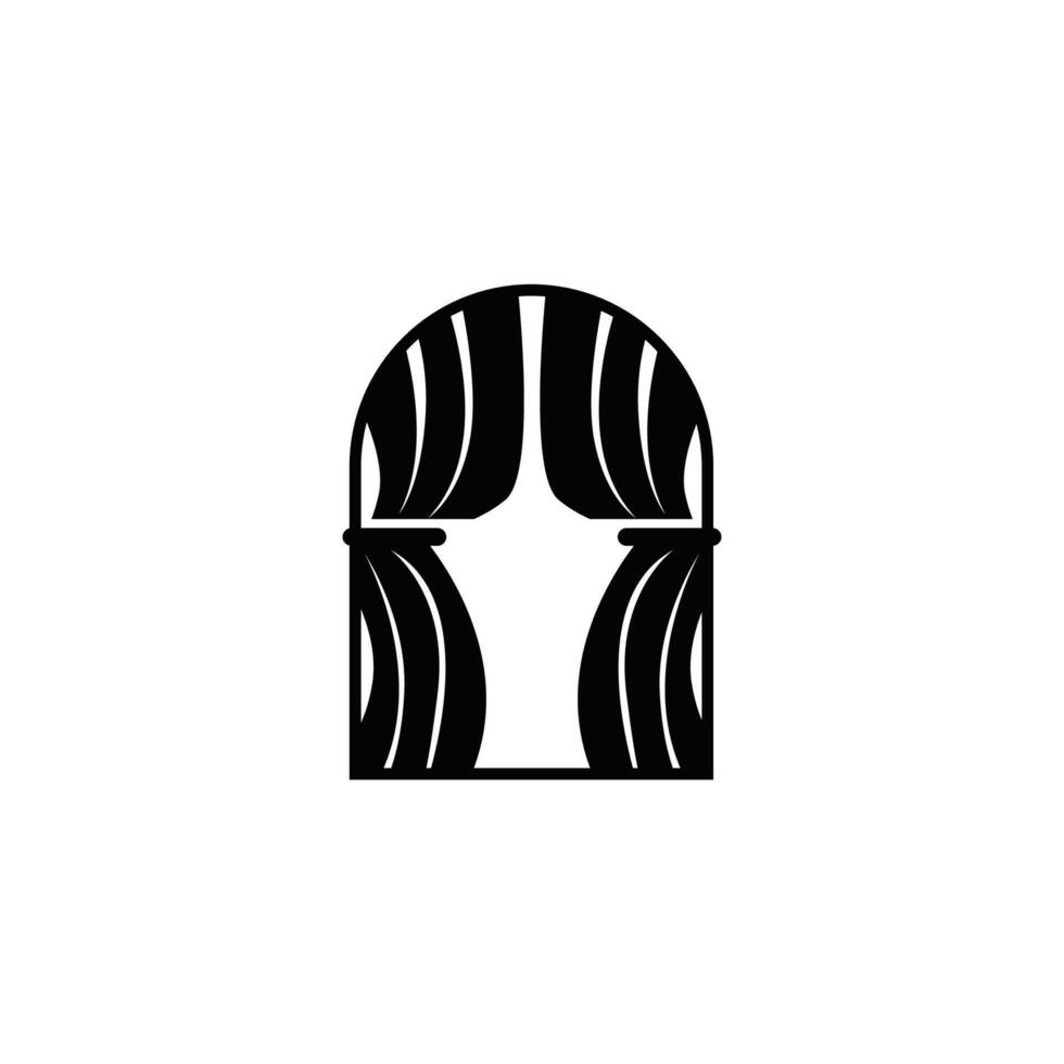 design minimalist curtain logo concept, window decoration template illustration for business brand vector