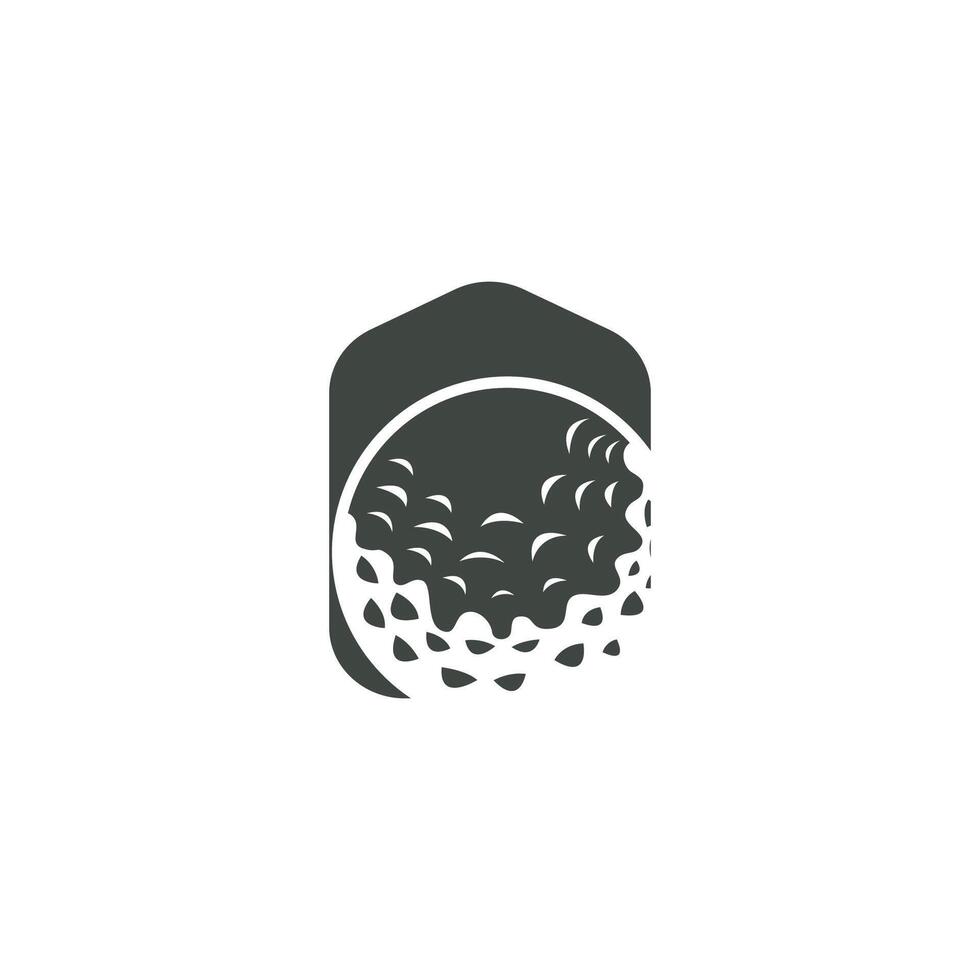 golf logo design sport simple design of ball and golf stick minimalist black silhouette as symbol illustration template branch vector