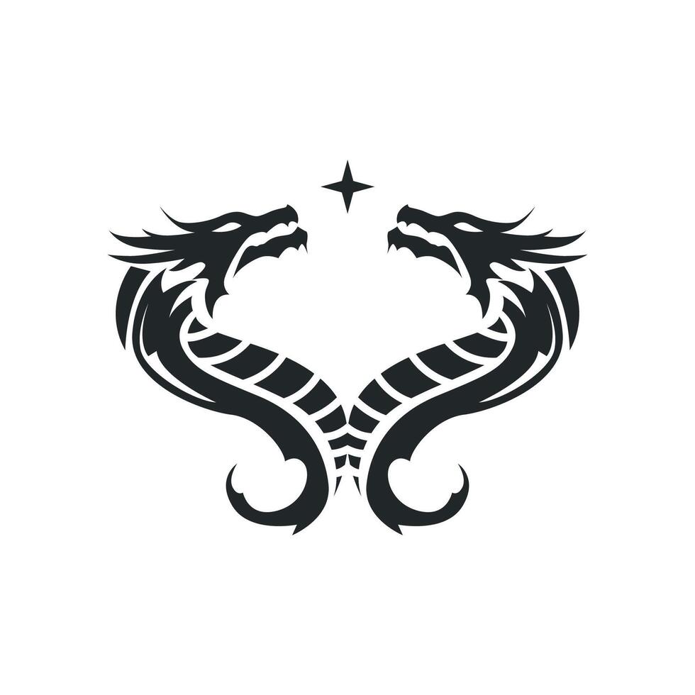 mystical animal legend design dragon logo silhouette and vintage retro ancient design vector