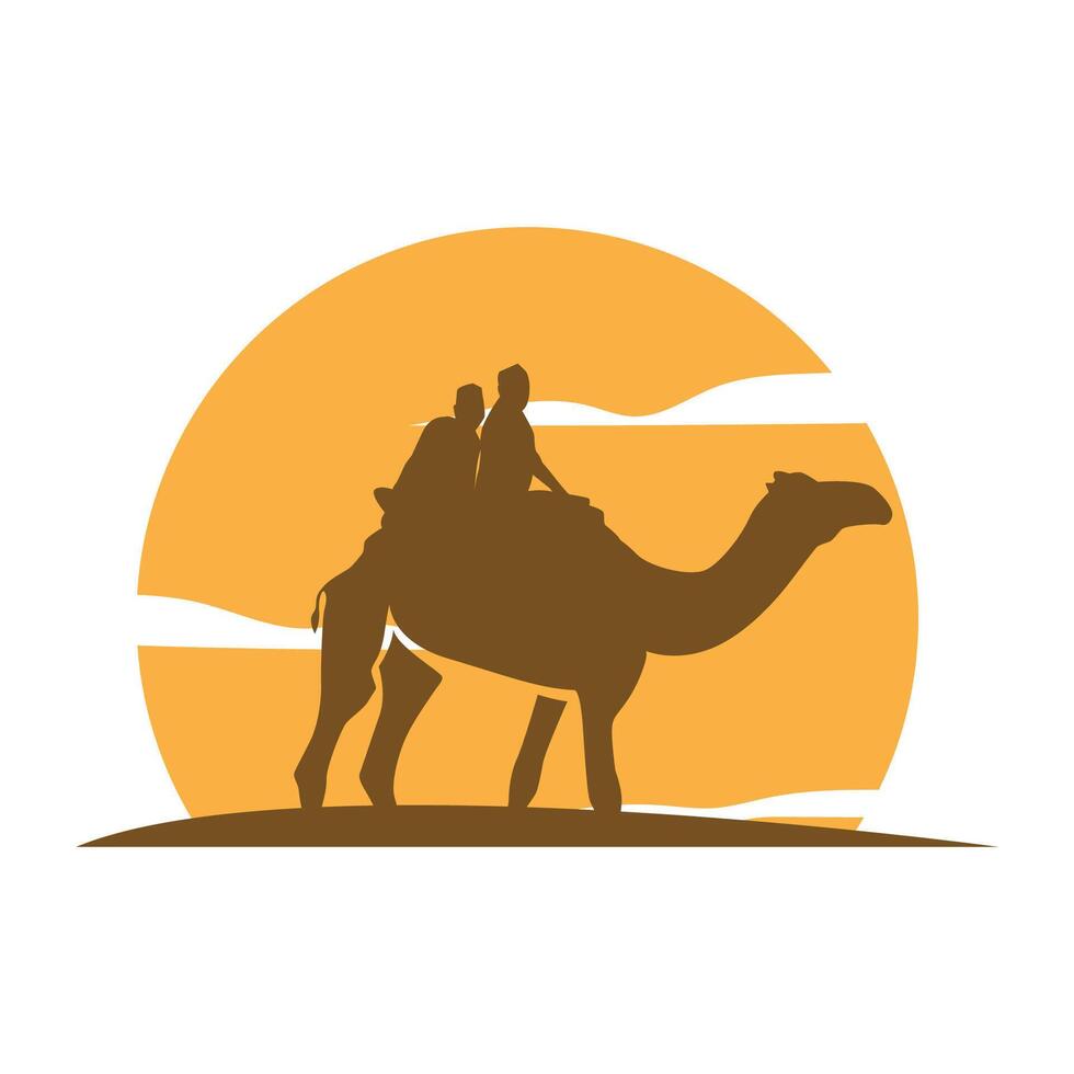desert animal sahara silhouette logo camel modern concept vintage caravan camel illustration template symbol brand product business vector