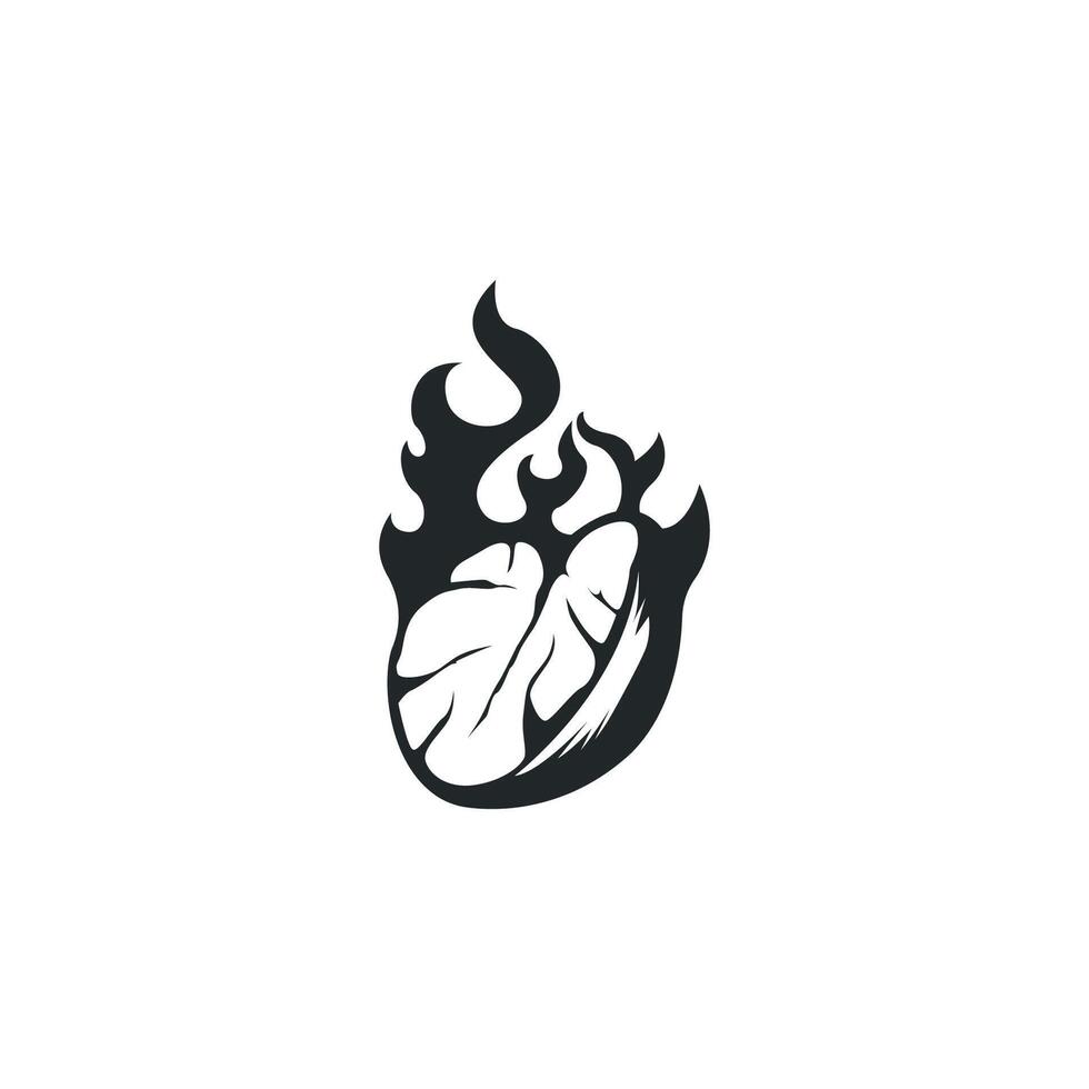 silhouette of steak logo with vintage old minimalist concept with meat, fire and knife, of steak grilled meat brand restaurant, food, bar, cafe and poster vector