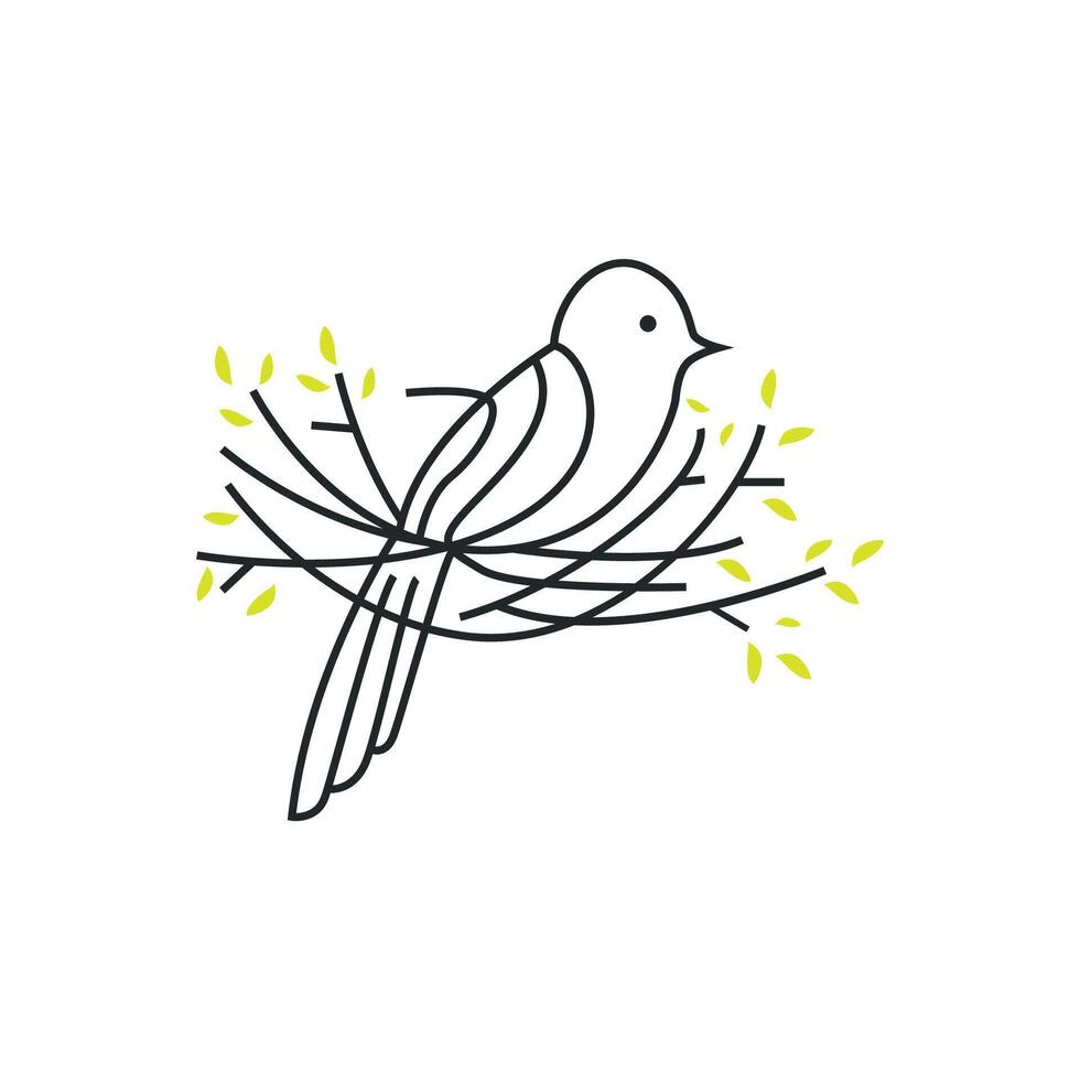 modern design bird nest logo shelter, flying animal template illustration symbol branding product brand vector