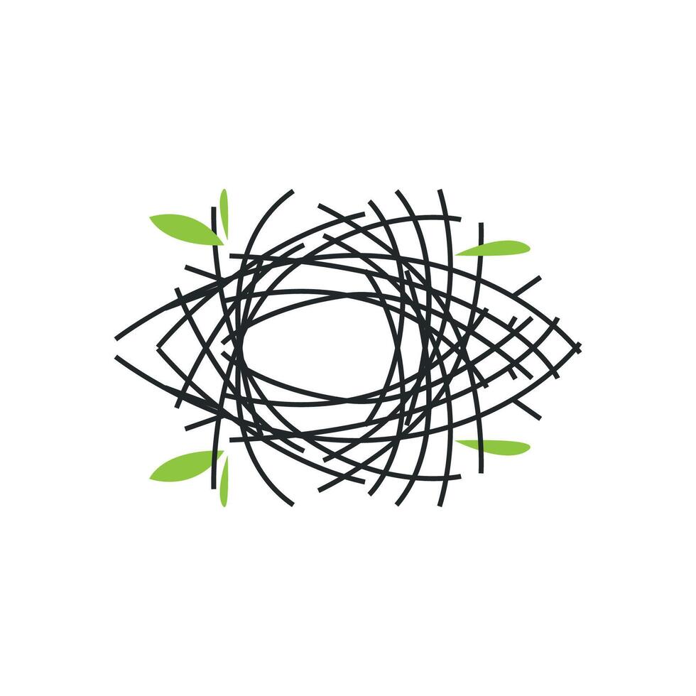 modern bird nest logo, line concept shelter, flying animal template illustration symbol branding product brand vector