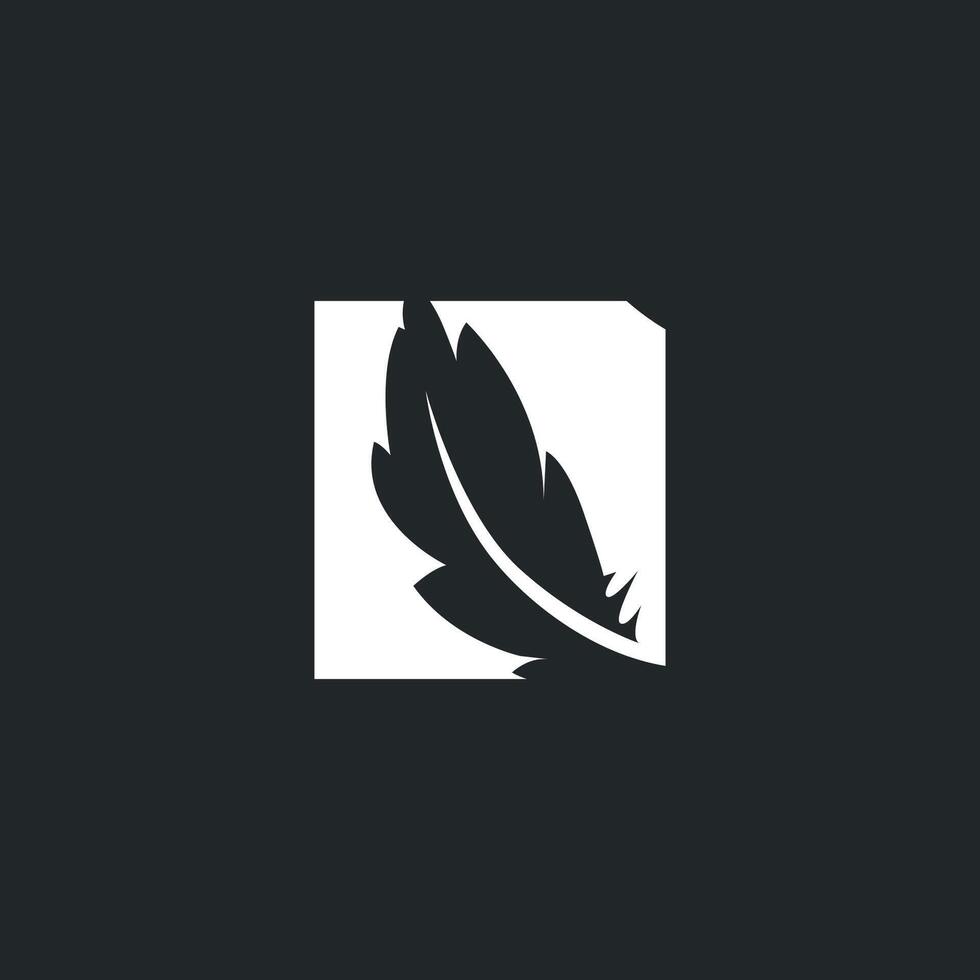simple minimalist elegant logo feather a business vector