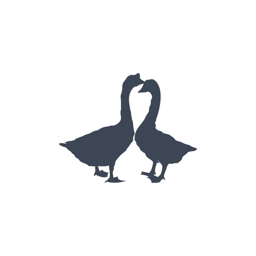 farm design silhouette concept duck animal logo simple illustration template vector