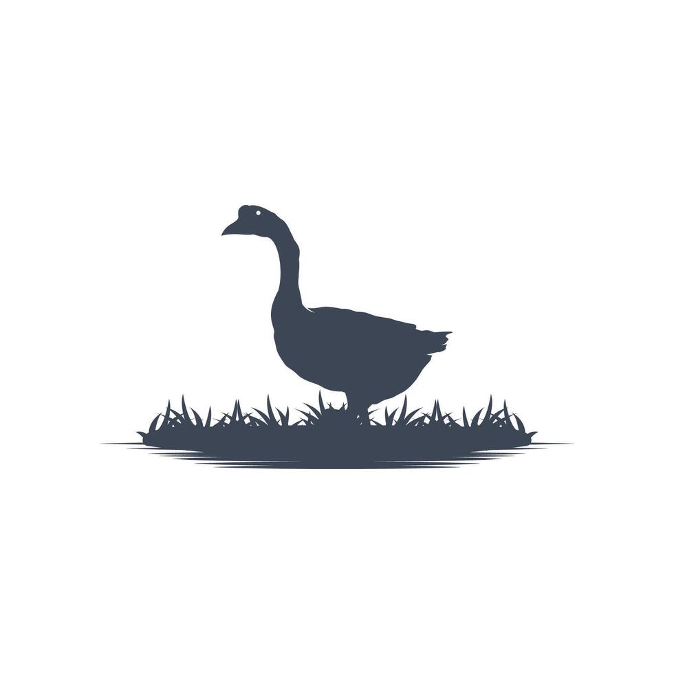 farm design with black silhouette duck animal logo livestock simple template vector