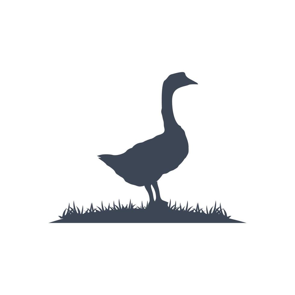 farm design silhouette concept duck animal logo livestock symbol simple illustration template vector