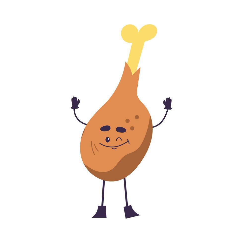 Cute Chicken Leg Product with Smiling Face and Legs Illustration vector