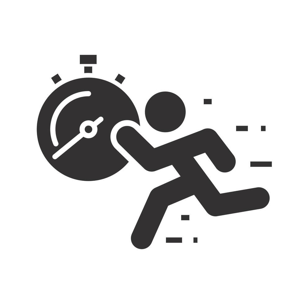 man quick accelerate, fast pace runner icon, run on time, worker late on job, flat illustration vector