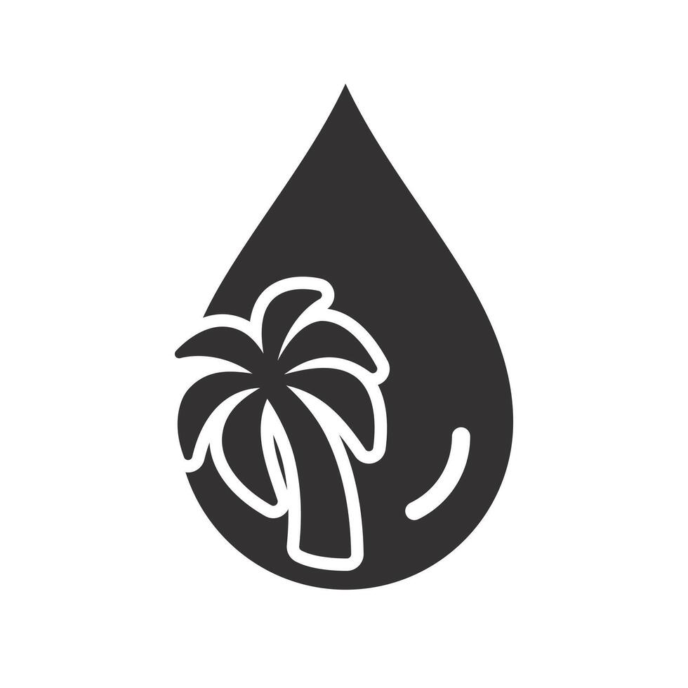 tree with drop, palm oil free icon, play gamepad, flat illustration vector
