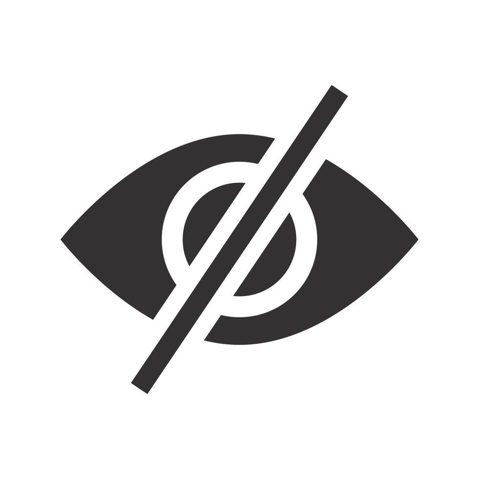 invisible view, hidden eye icon, forbidden see, flat illustration vector