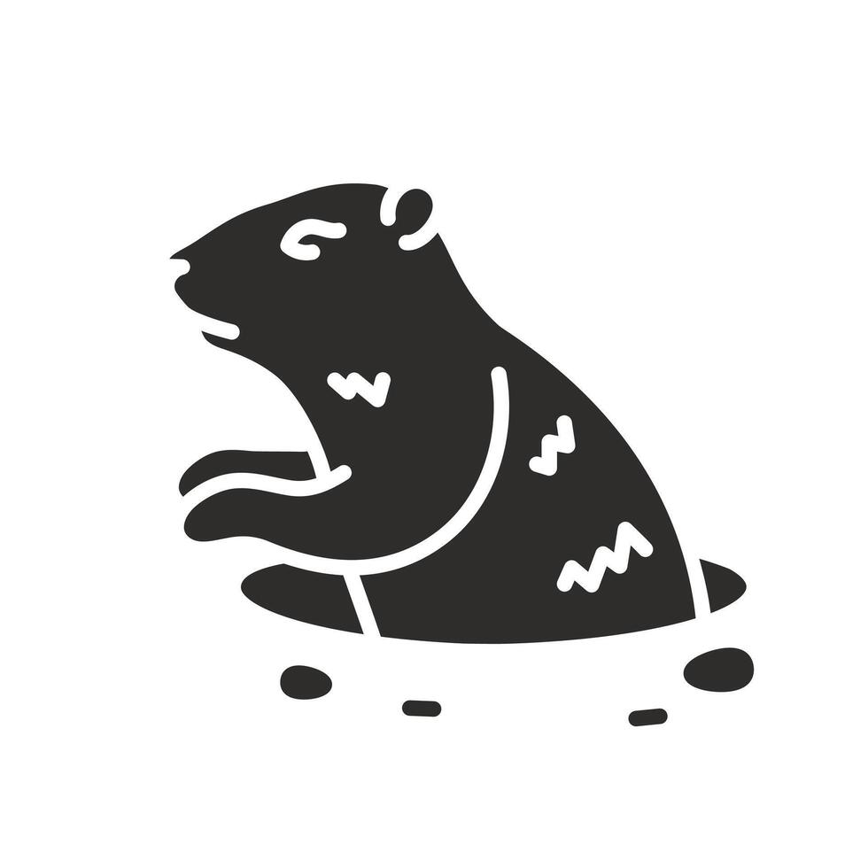 marmot crawls out of the hole, groundhog icon, head and torso groundhog, flat illustration vector