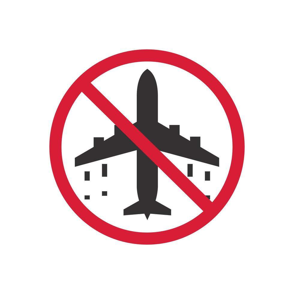 no flight icon, no fly zone, ban travel on plane, thin line web symbol on white background - editable stroke illustration eps10 vector