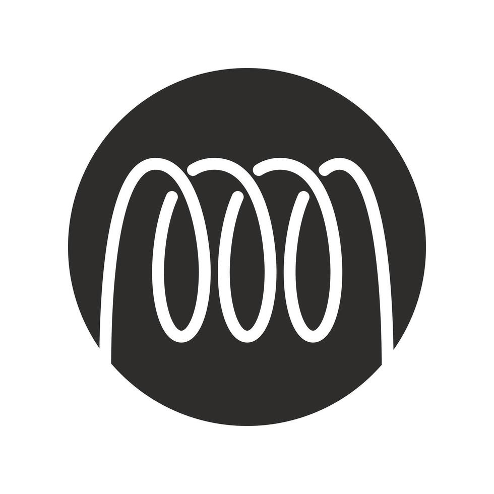 wire electrical coil, induction spiral icon, metal spring logo, flat illustration vector