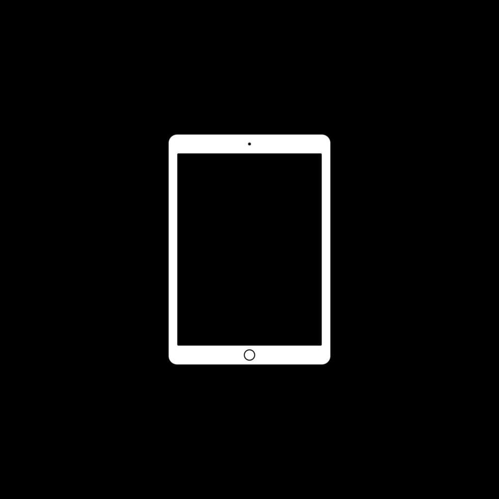Tablet Computer Silhouette, can use for Pictogram, Logo, Apps, Mock Up, Sign, Icon, Symbol or Graphic Design Element. Black White and Flat Style vector