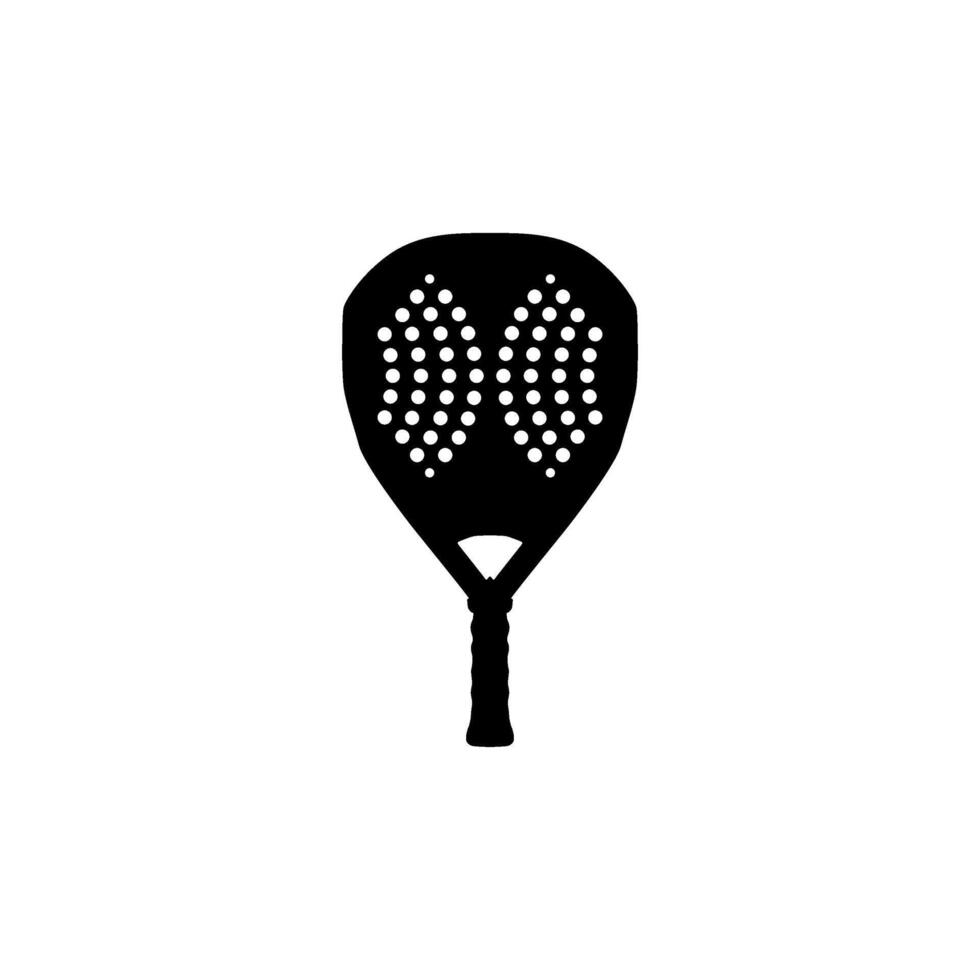 Padel Racket Silhouette, can use for Pictogram, Logo, Apps, Sport News, Website, Icon, Symbol, Sign, or Graphic Deign Element. Black White Style and Color Editable vector