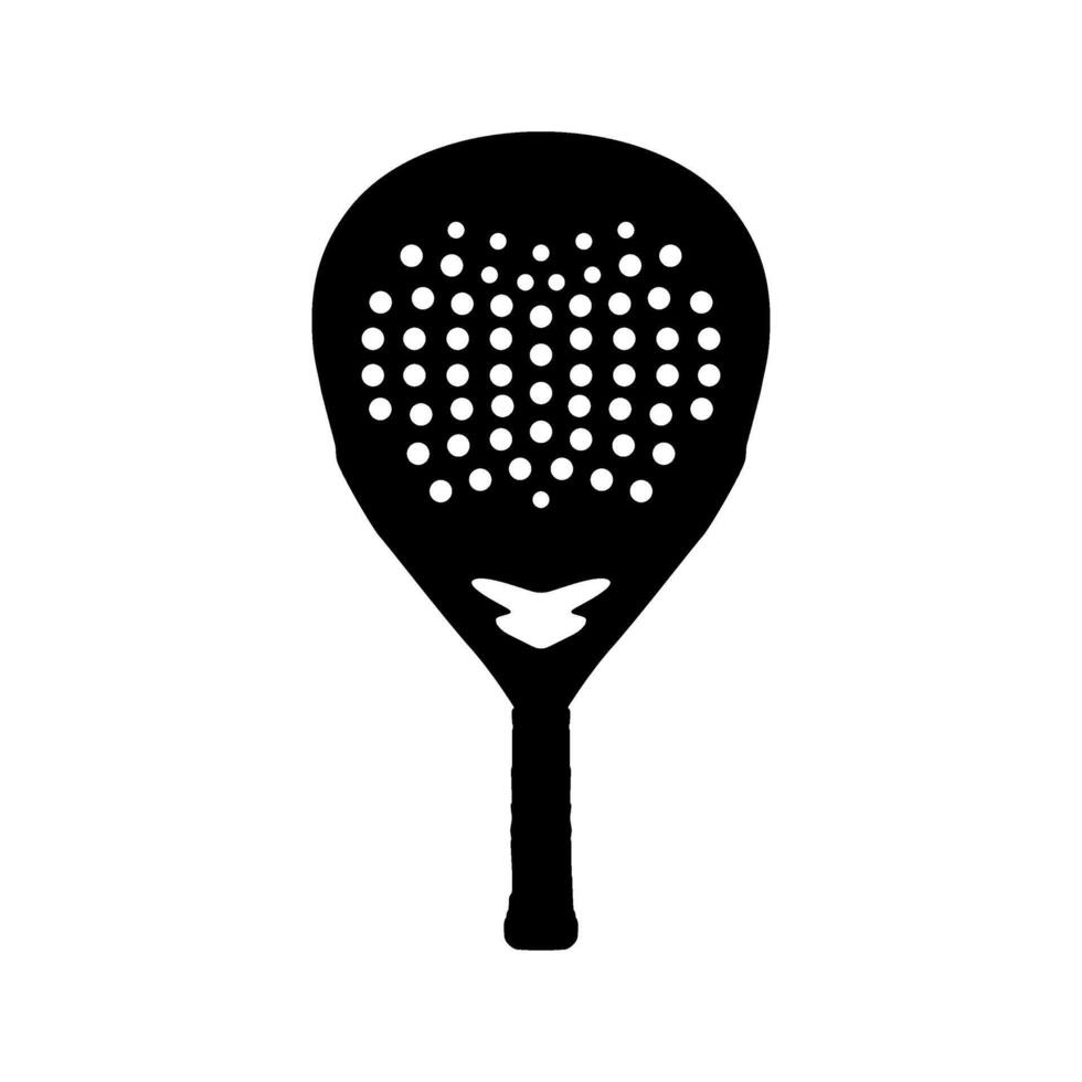 Padel Racket Silhouette, can use for Pictogram, Logo, Apps, Sport News, Website, Icon, Symbol, Sign, or Graphic Deign Element. Black White and Flat Style vector