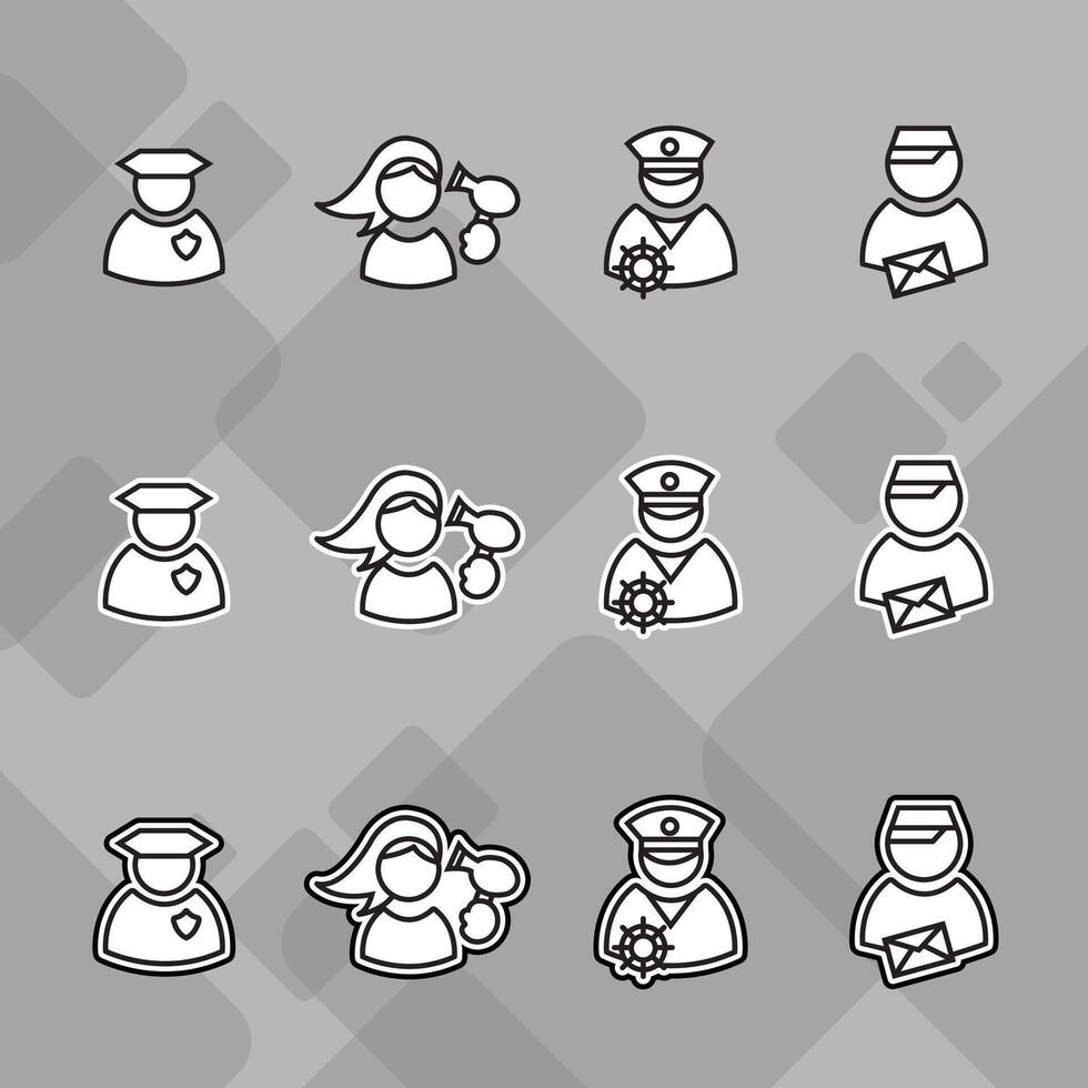 Diverse Men in Profession Icon Pack vector