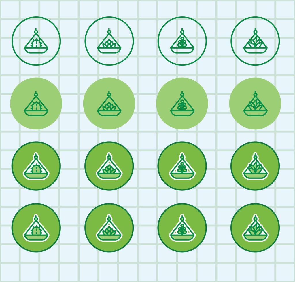 A set of green and white circles with different icons vector