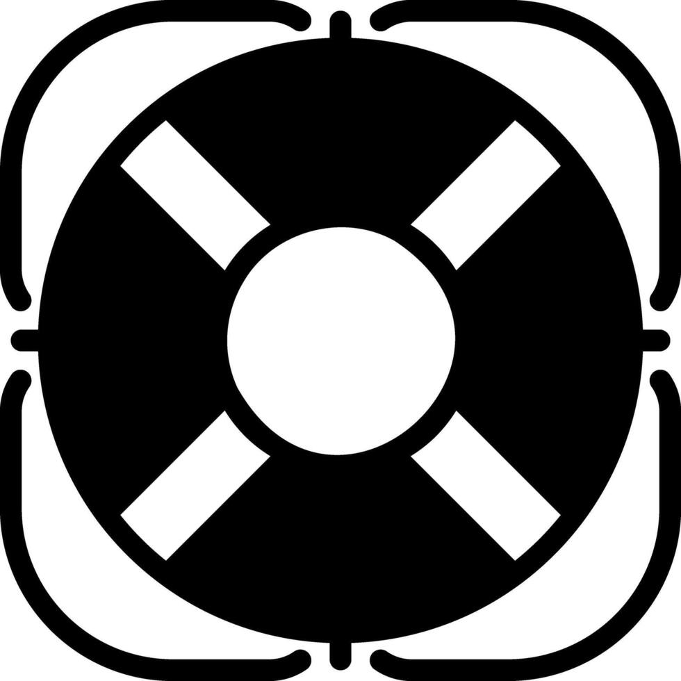 Lifebuoy pixel perfect glyph solid icon. Personal flotation device. Rescue ring saving people on water. Ship life saver. Black silhouette symbol on negative space. Isolatedillustration vector