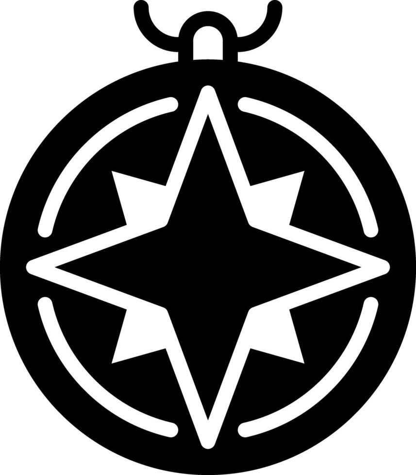 Nautical compass pixel perfect glyph solid icon. Vintage vessel navigation tool. Maritime device indicating direction. Black silhouette symbol on negative space. Isolatedillustration vector