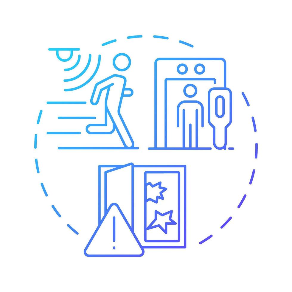 Intrusion detection blue gradient concept icon. Physical security system. Identify unauthorized entry attempts. Round shape line illustration. Abstract idea. Graphic design. Easy to use in booklet vector