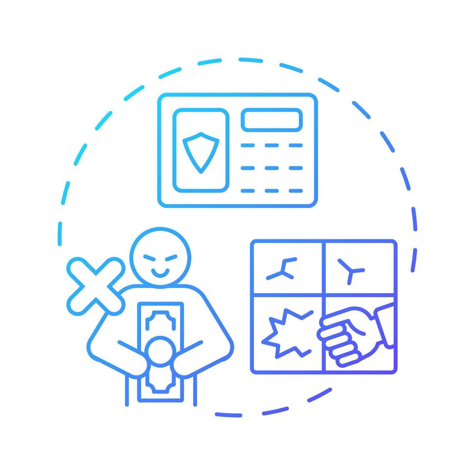 Theft and burglary blue gradient concept icon. Physical security threat and risk. Illegal removal of property. Round shape line illustration. Abstract idea. Graphic design. Easy to use in booklet vector