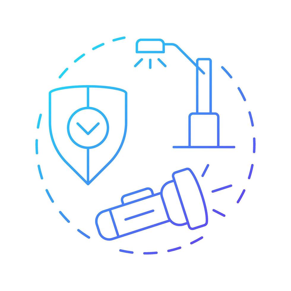 Security lighting blue gradient concept icon. Physical protection audit component. Enhance visibility on area. Round shape line illustration. Abstract idea. Graphic design. Easy to use in booklet vector