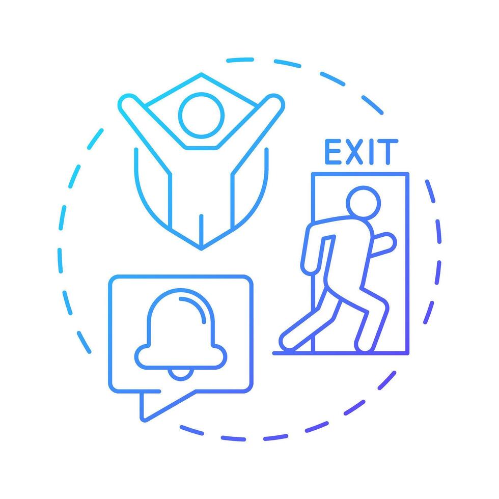 Safety of individuals blue gradient concept icon. Benefit of physical security. Protecting people from threats. Round shape line illustration. Abstract idea. Graphic design. Easy to use in booklet vector