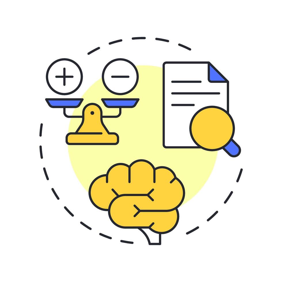 Cognitive multi color concept icon. Document verification, paperwork. Work life balance. Round shape line illustration. Abstract idea. Graphic design. Easy to use in article, blog post vector