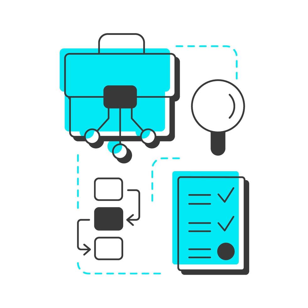 Work modern linear concept icon. Tasks, responsibilities, workflows. Nadler Tushman congruence framework. Flat outline elements connected with dotted lines. Creative visual. Easy to edit vector