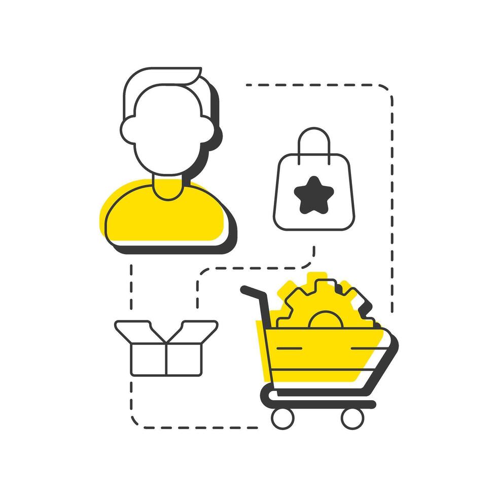 Customer journey map modern linear concept icon. Visual representation of entire experience. Gap analysis tool. Flat outline elements connected with dotted lines. Creative visual. Easy to edit vector