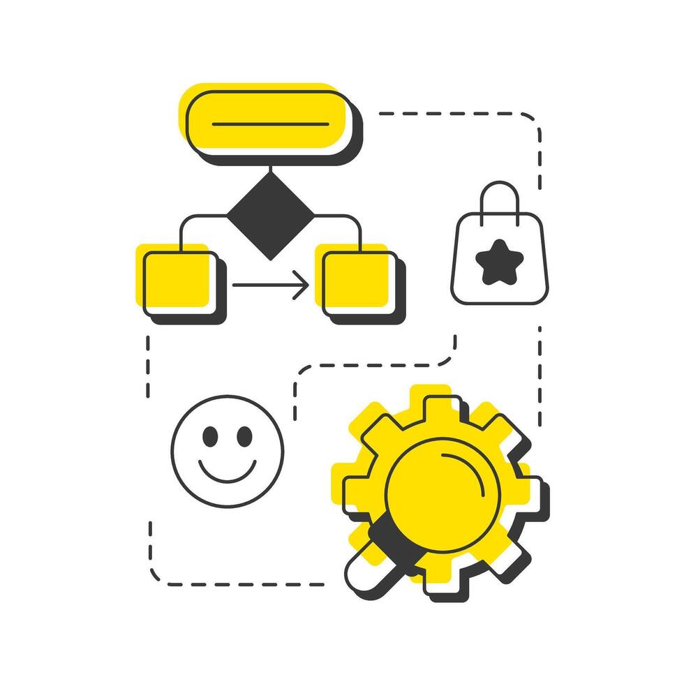 Process flow modern linear concept icon. Steps sequence involved in completing. Gap analysis tool. Organization change. Flat outline elements connected with dotted lines. Creative visual. Easy to edit vector