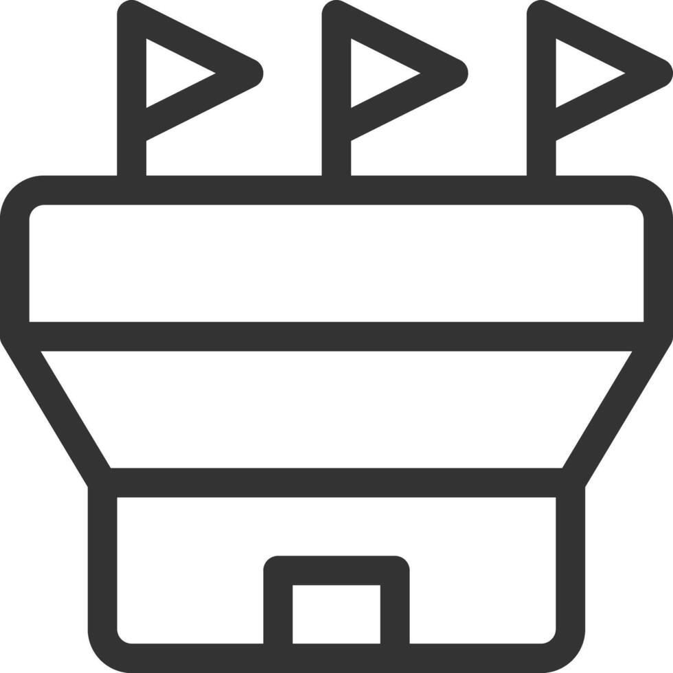 Stadium outside line ui icon. Championship arena, competition. Building, architecture. Football tournament. Isolated outline symbol. Webdesign user interface element linear, pixel perfect vector