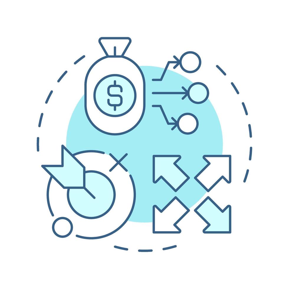 Allocation soft blue concept icon. Resources planning and control. Step in capacity management processes. Round shape line illustration. Abstract idea. Graphic design. Easy to use in presentation vector