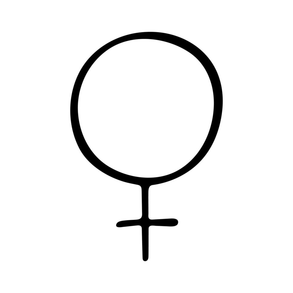 one Hand drawn female gender identity icon Symbol used to represent sex and gender vector