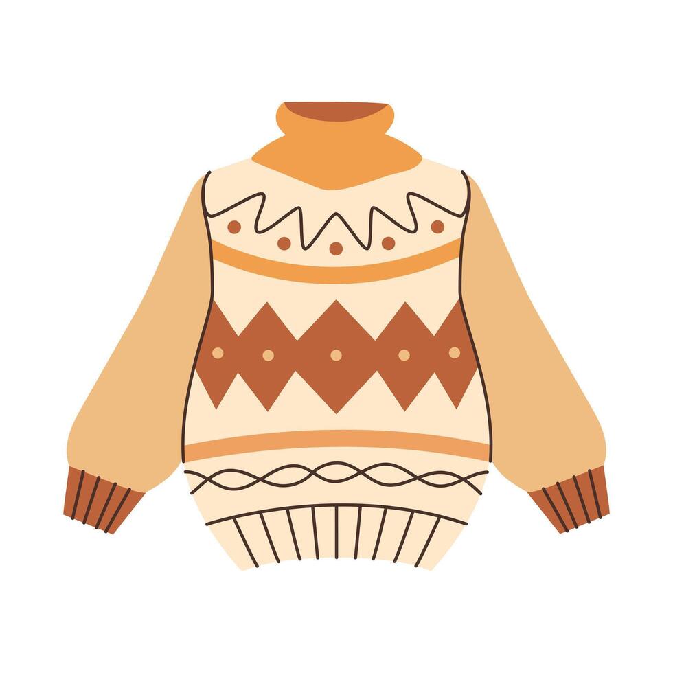 Warm knitted autumn sweater. illustration. vector