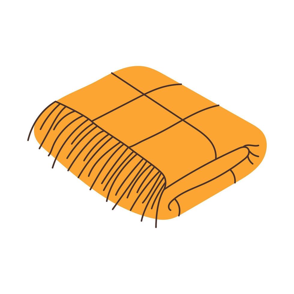 Cozy autumn plaid with tassels. illustration. vector